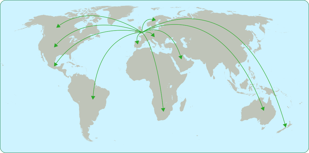 Map of where Agricision has been shipping its precision farming technology onTrak to (a tractor GPS system) since 2017. 